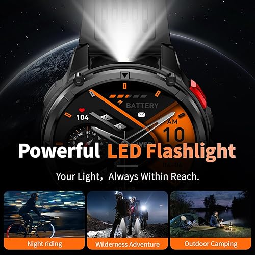 Miniatura 4 de Reloj inteligente para hombre para teléfonos Android y iPhone, relojes inteligentes deportivos militares para hombres, reloj de seguimiento de