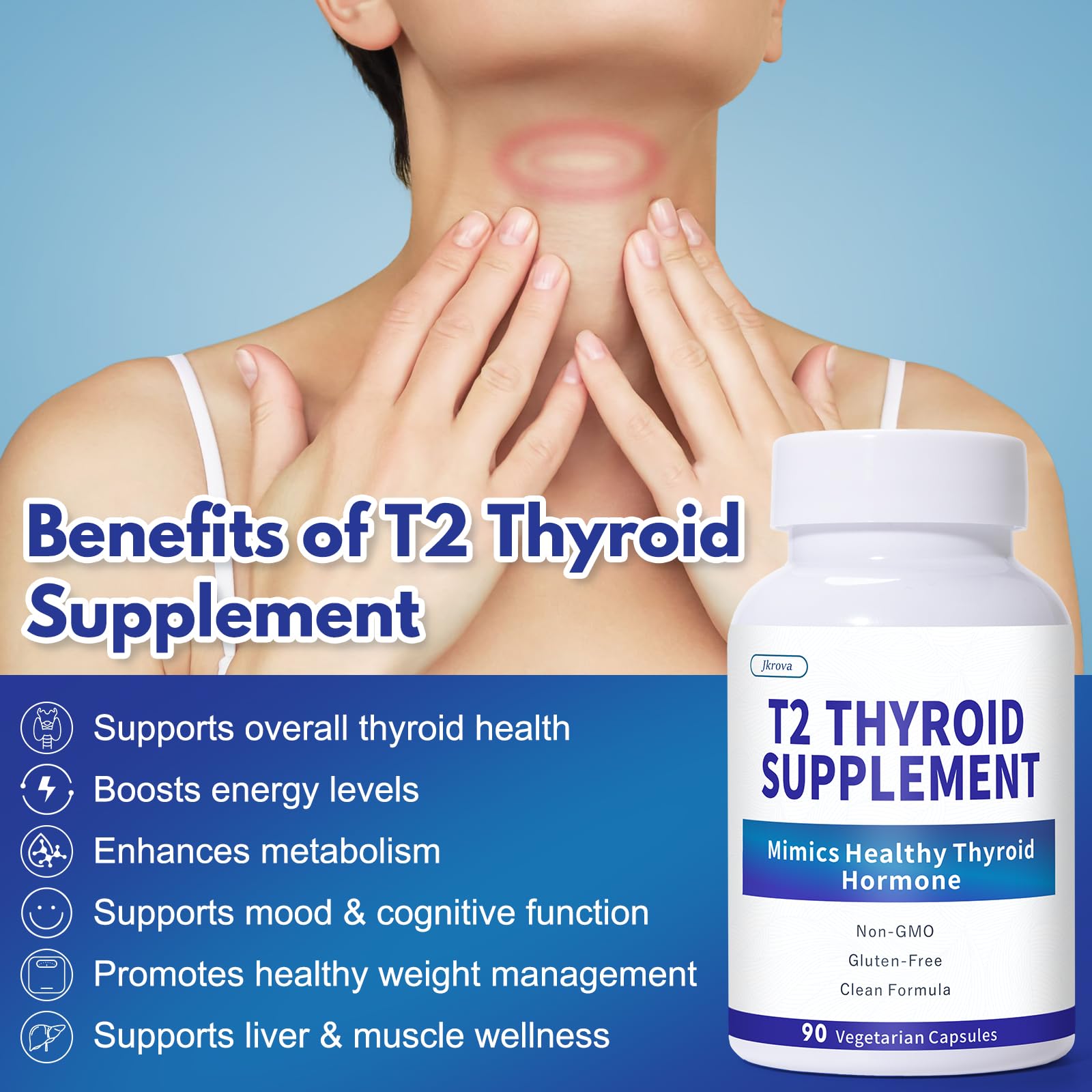 Bio-Identical T2 Thyroid Supplement (3,5-Diiodo-L-Thyronine) – Supports Metabolism & Energy | T2 Supplement for Hashimoto’s, Hypothyroidism & Thyroidectomy – Minimal Side Effects, 90 Capsules — Amazon image 2