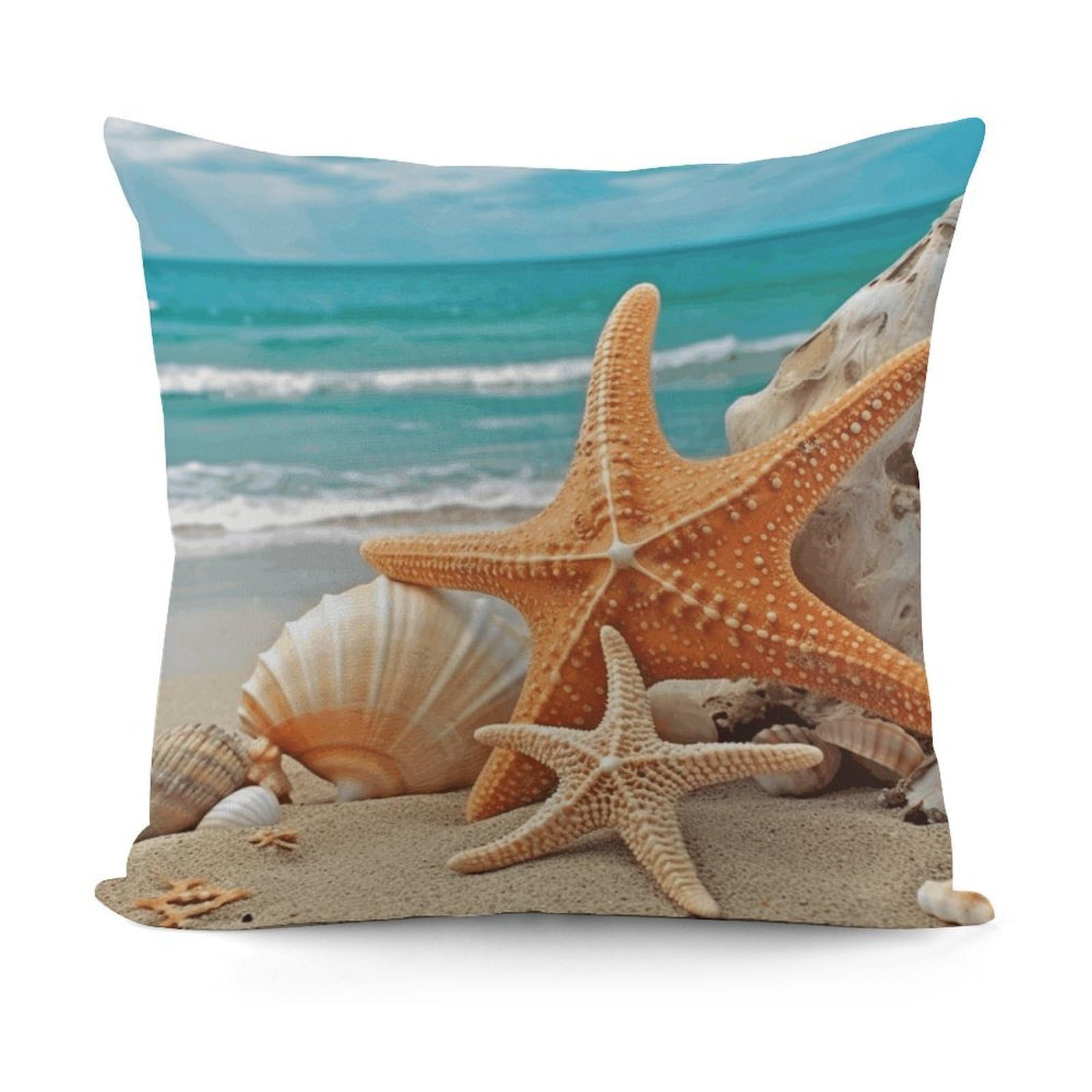 Adfgyerh Style Starfish Seashell Beach Decorative Pillow Covers, Throw Pillow Covers Soft For All Seasons, Pillowcases For Couch Living Room Sofa Bedroom 18X18 Inch