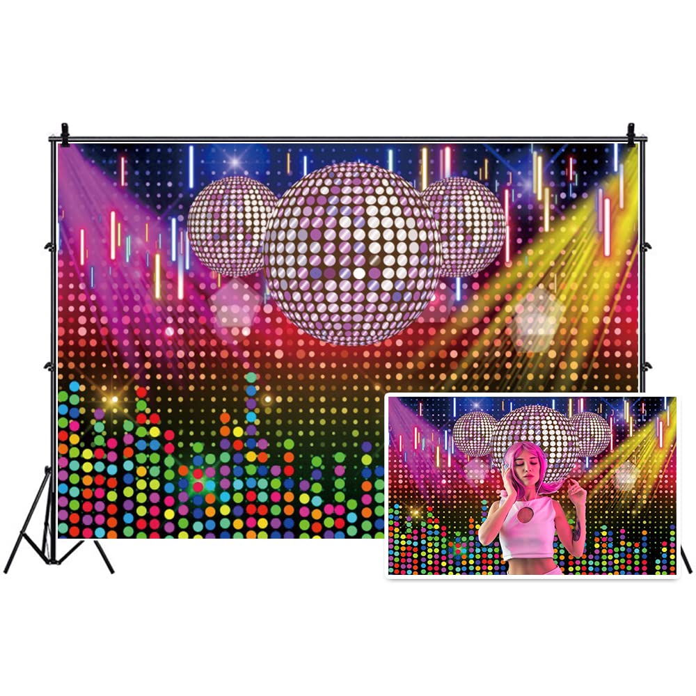 Buy Eainb 10x6.5ft Disco Ball Backdrop Colorful Rock Music Party