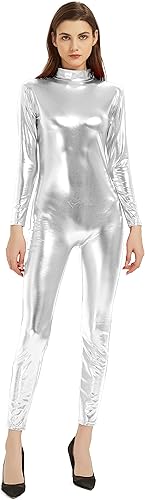 Miniatura 7 de Speerise - Unitardo, catsuit de manga larga para mujer, color metálico brillante