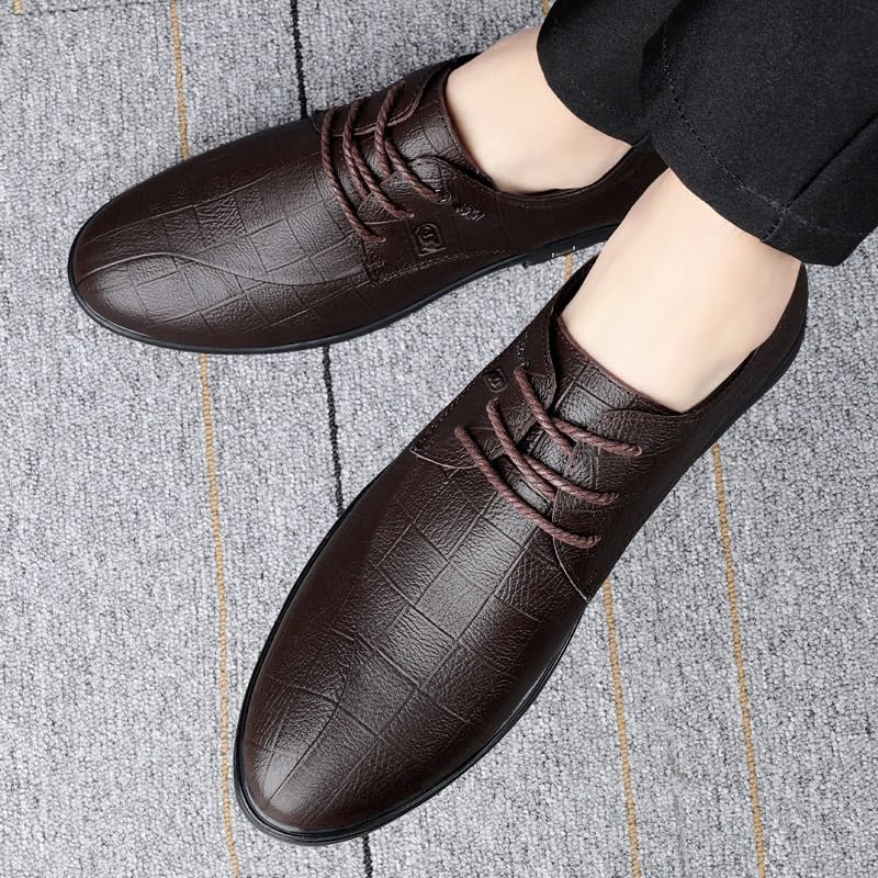 Men's Dress Shoes Men Fashion Classic Carved Lace Up Leather Low Heels Formal Shoes Business Office Wedding Formal Modern Oxfords for Men2