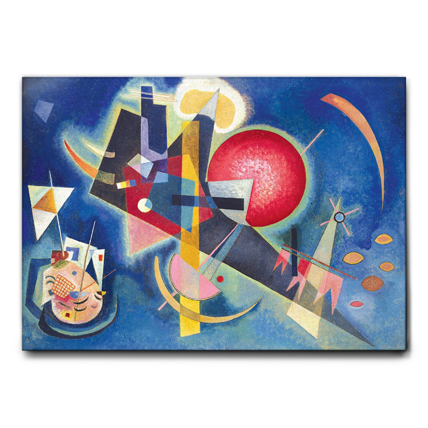 Giallobus - Quadro - Vassily Kandinsky - In blu - Tela Canvas Telaio Standard - 140x100 - Pronto da appendere - Quadri moderni per la casa