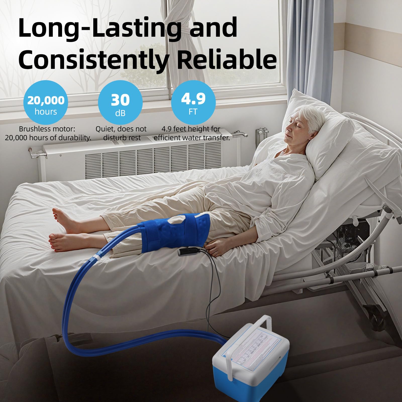 Comoda macchina per terapia del freddo con temperatura e timer regolabili, sistema di macchina per il ghiaccio per ginocchio dopo l'intervento chirurgico, dispositivo di raffreddamento a tenuta stagna