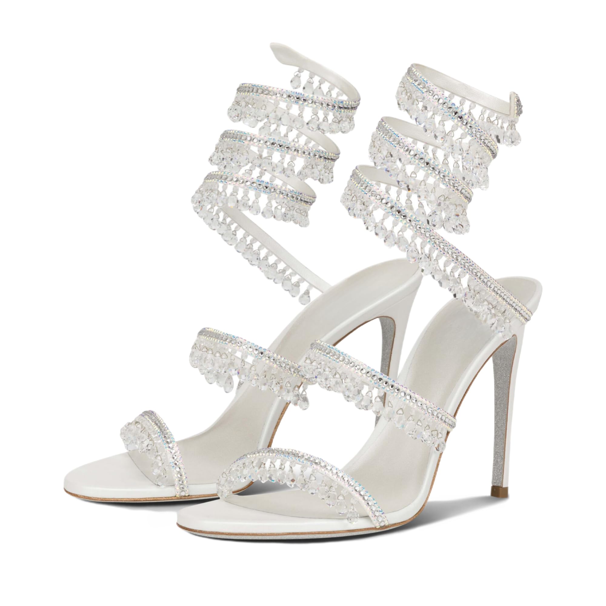 Fuazuzu Rhinestone Wrap Around Strappy Stiletto High Heels for Women, Open Round Toe Lace Up Heeled Sandals for Wedding Prom Party Dress: 9 Red