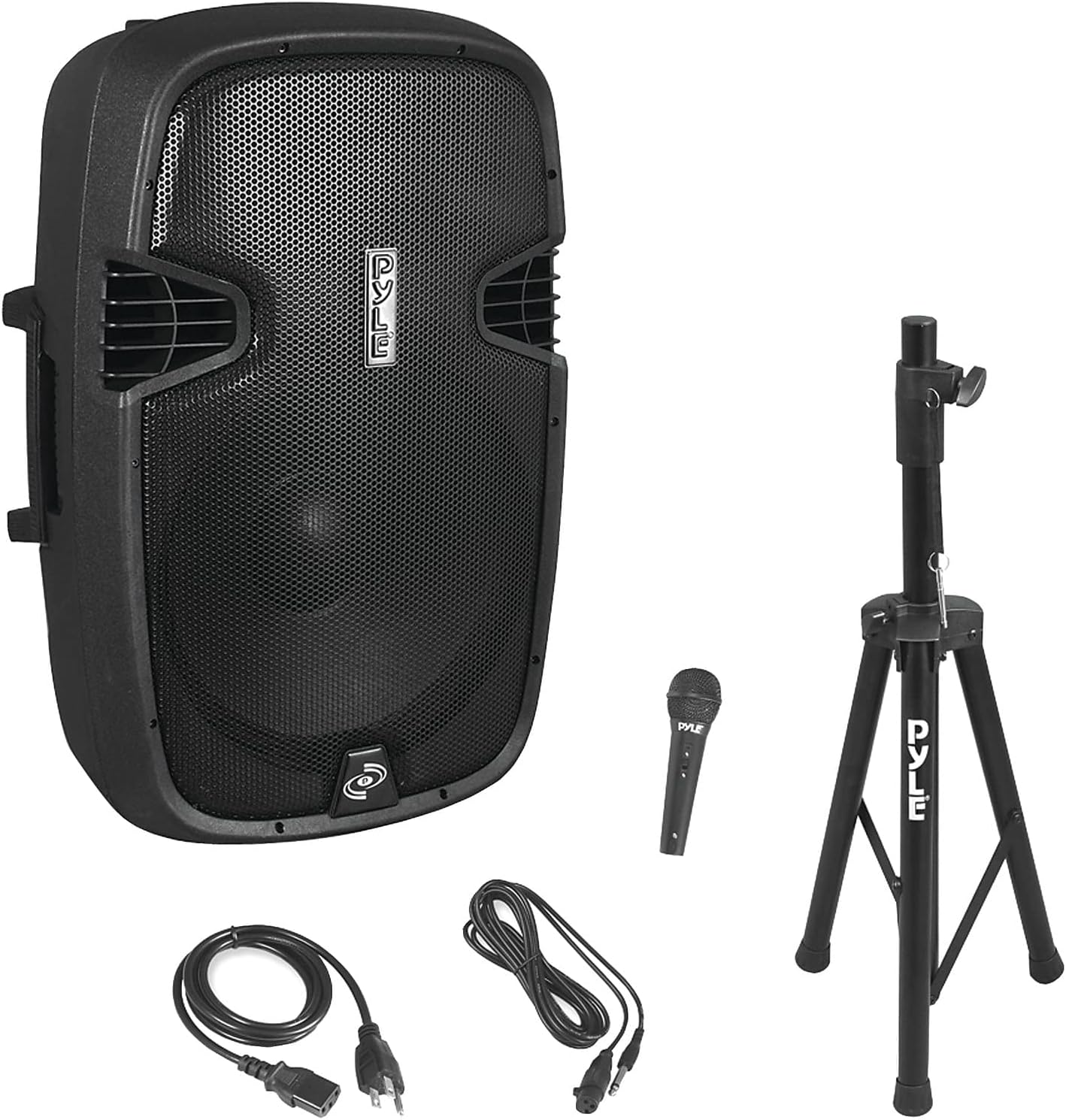 Pyle PPHP155ST Wireless Portable PA Speaker System – 1500W High Powered Bluetooth Compatible Active Outdoor Sound Speakers w/ USB SD MP3 RCA – 35mm Mount, Stand, Microphone, Power Cable, Black, 15″ Pyle PPHP155ST Wireless Portable PA Speaker System – 1500W High Powered Bluetooth Compatible Active Outdoor Sound Speakers w/ USB SD MP3 RCA – 35mm Mount, Stand, Microphone, Power Cable, Black, 15″