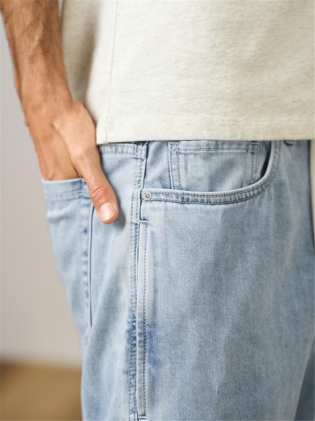 Vogrtcc Pantaloni da Uomo in Denim Leggero con vestibilità Ampia