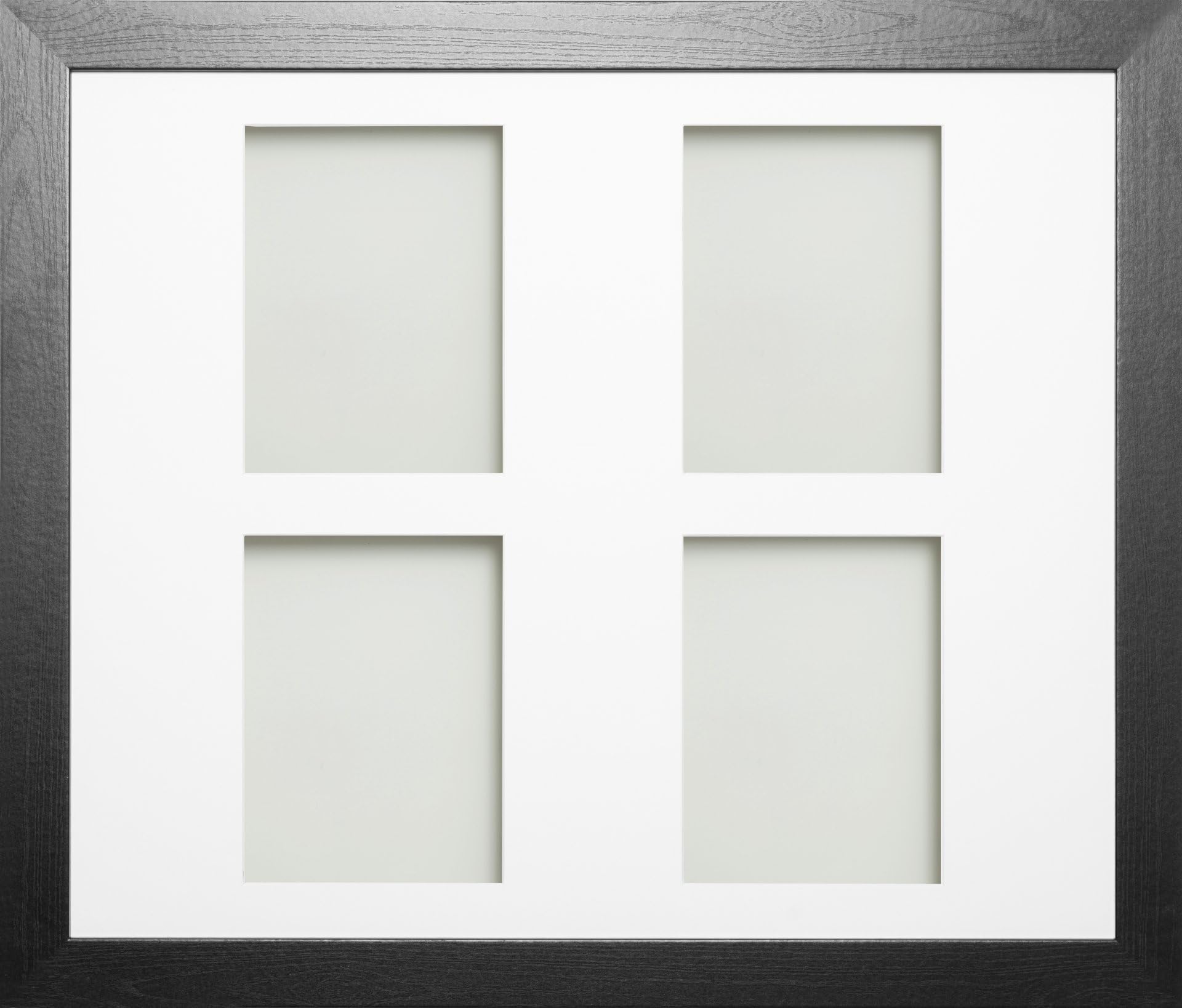 Frame Company Watson Multi Aperture Range Black Photo Picture Frame, 24x20 for 8x6 (x4 Portrait) *Choice of Sizes* Fitted with Perspex