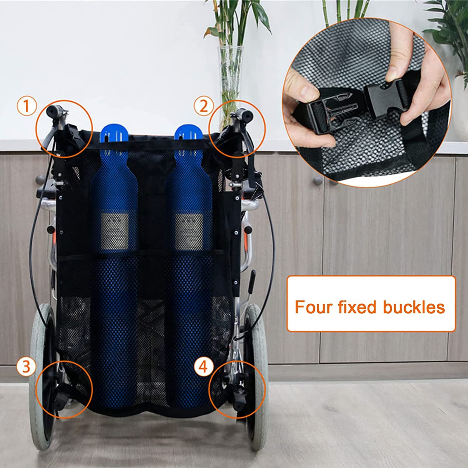 Bolsa para Cilindro de oxígeno Doble para Silla de Ruedas, Bolsa de Transporte para Cilindros de oxígeno, Soporte para Tanque de oxígeno Que se Adapta a Botellas con Cilindros D y E, Soporte para mo