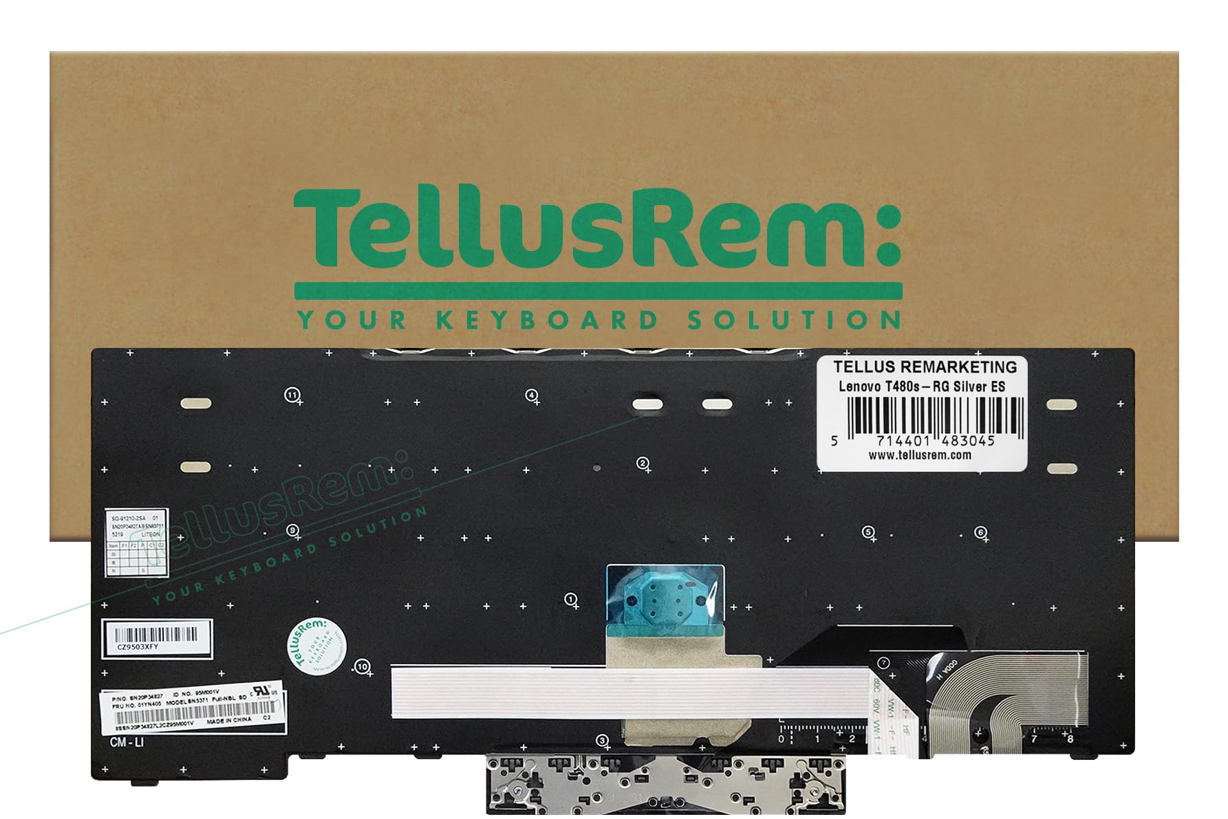 Teclado de respuesto Español sin retroiluminación para Lenovo Thinkpad T480s, T490, E490, L480, L490, L380, L390, L380 Yoga, L390 Yoga, E490, E480