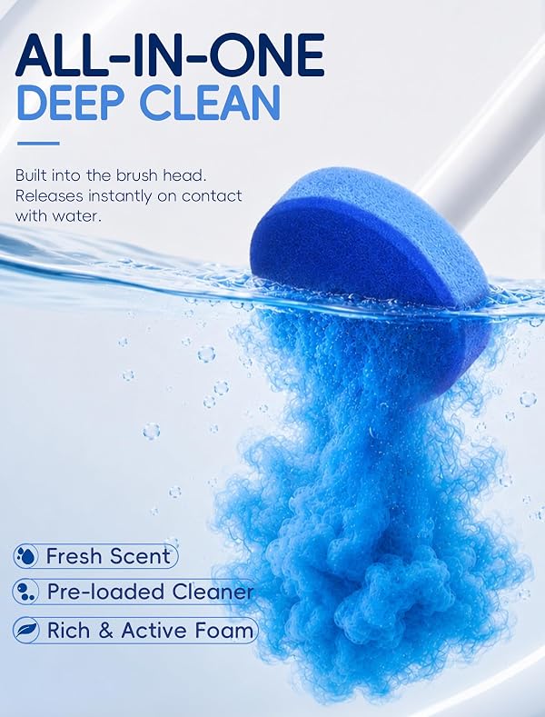 LEGUO Disposable Toilet Brush System, Toilet Bowl Cleaning Wand with Lift-to-Open Refill Case, Blue Refill Heads and Freestanding Holder, 1 Wand and Holder Set with 63 Blue Refills by LEGUO - Used condition - Image 4