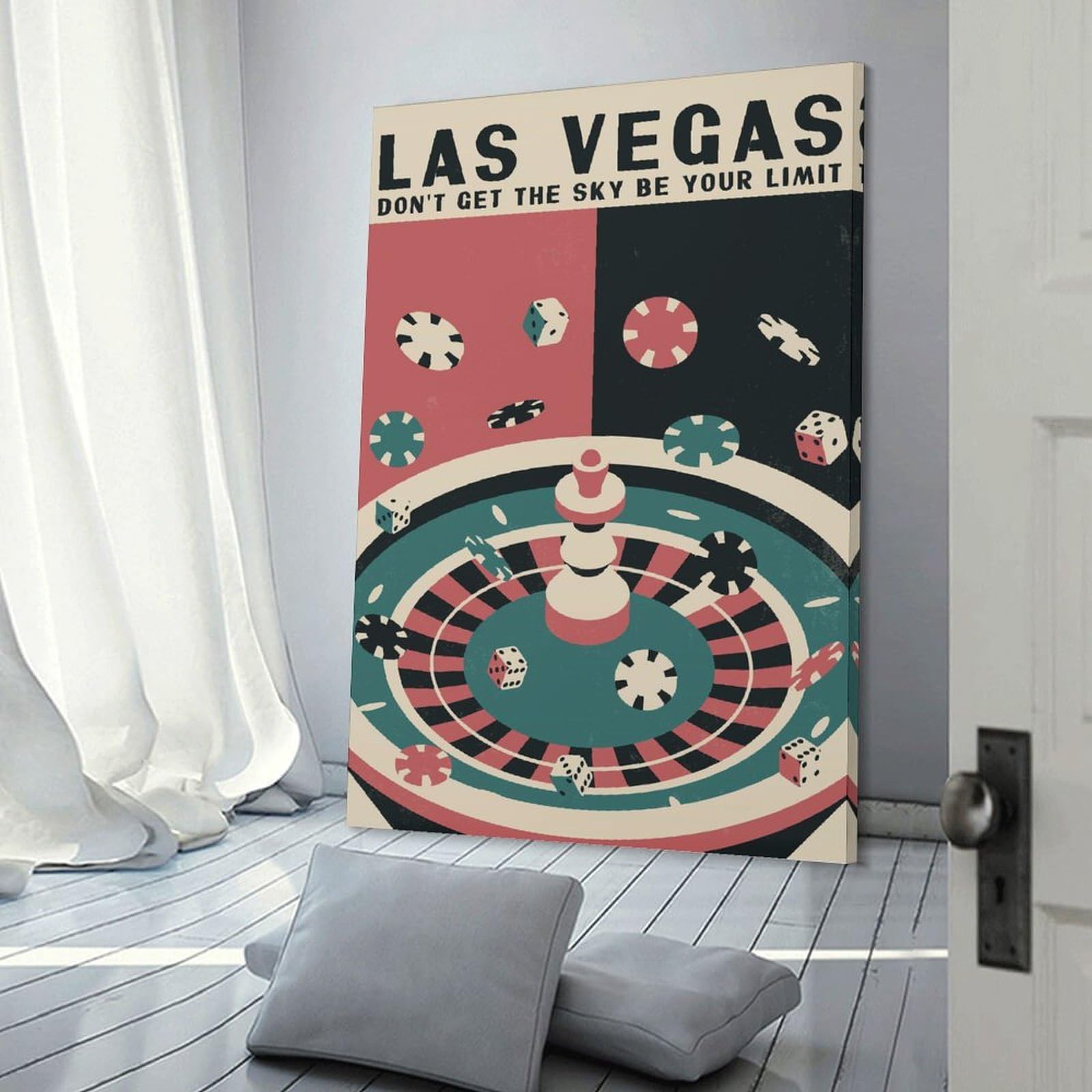 Junmoney Las Vegas Casino Wall Picture Print 20x30inch(50x75cm), for Hallway, Lounge Or Guest Room, Gift Idea for Housewarming And Birthdays