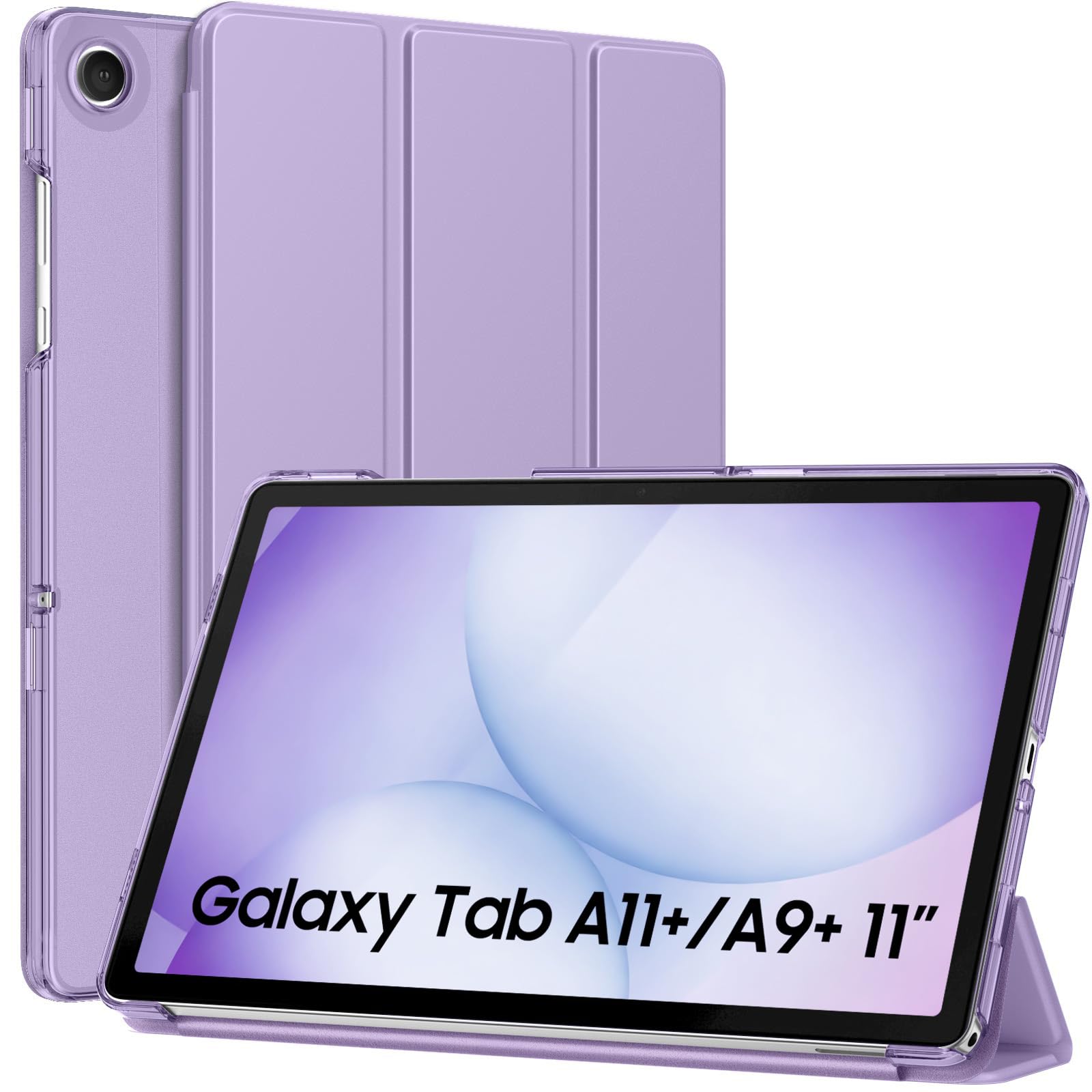 MoKo Case for Galaxy Tab A11+ Plus/A9+ 11-Inch 2025/2023, Slim Stand Protective Smart Cover with Hard PC Translucent Back Shell for Galaxy Tab A11+/A9 Plus Tablet, Auto Wake/Sleep, Lilac