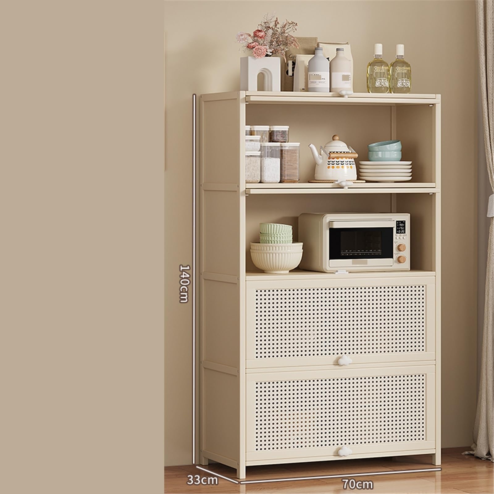 K5d1P9m7 Credenza Soggiorno 4-tier Kitchen Sideboard with Storage for Coffee and Tea Wall-mounted Compartments Sideboard(M)
