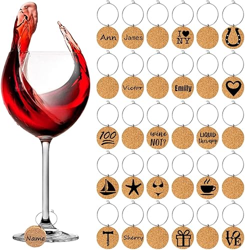 Miniatura 2 de DXYSQRX 30 dijes de vino para copas de tallo, dijes de corcho en blanco, regalos de copas de vino, marcadores de bebida para copas de vino, copas de