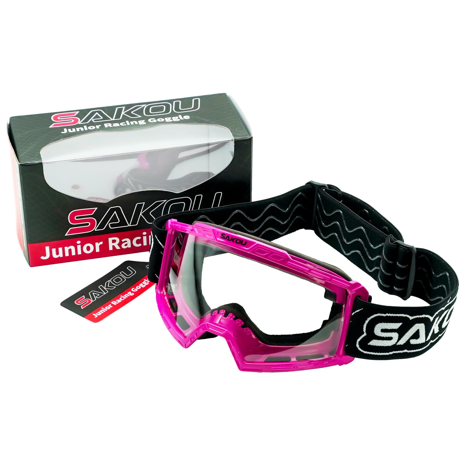 SAKOU Antymgłowe okulary motocyklowe Cross dla dzieci i młodzieży, do motocykli, motocrossu, rowerów terenowych i quadów, dla chłopców i dziewcząt w wieku od 3 do 12 lat