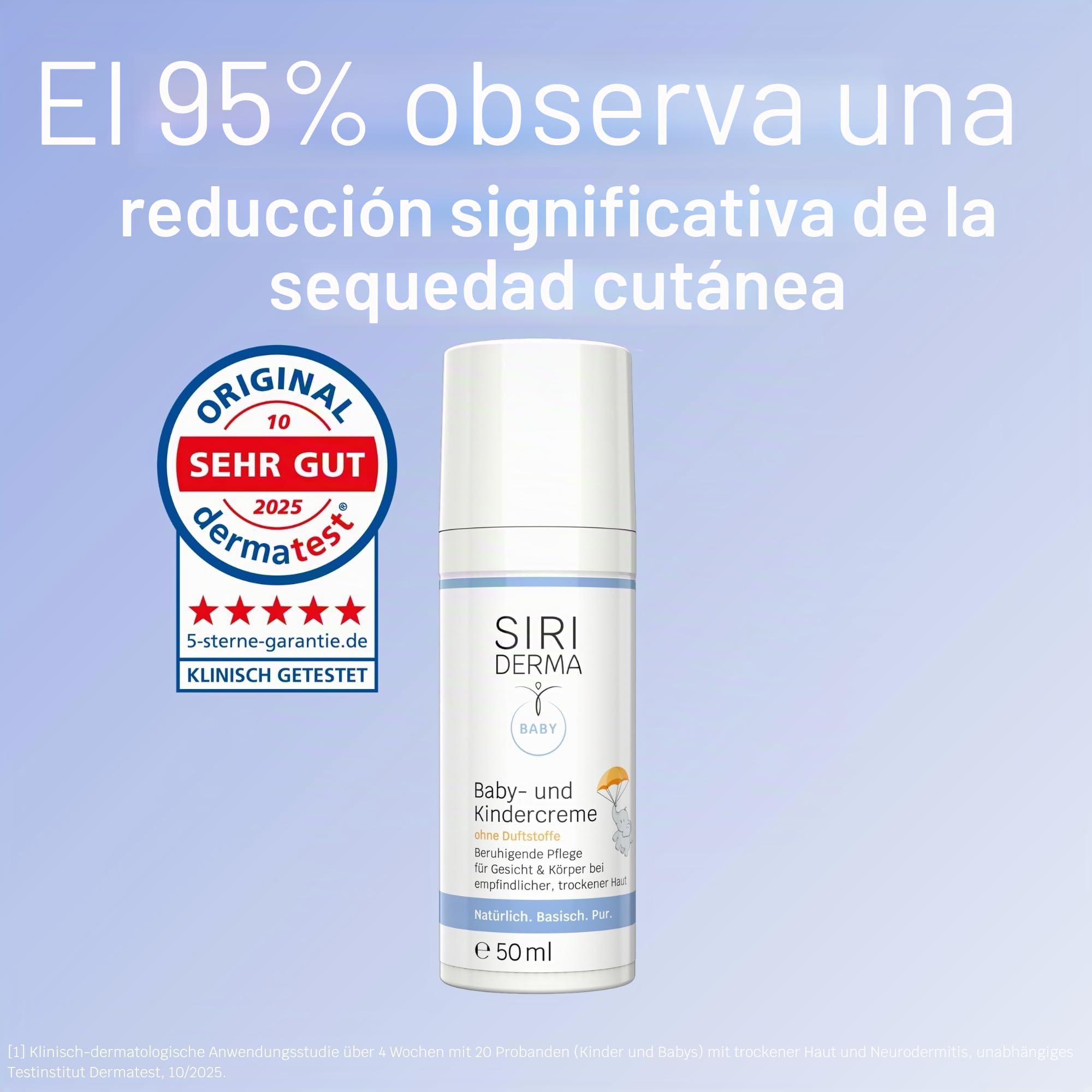 SIRIDERMA Crema para bebés y niños | Cuidado de la piel suave y básico para piel seca y sensible | calmante e hidratante | también para dermatitis atópica | Sin perfume, 150 ml