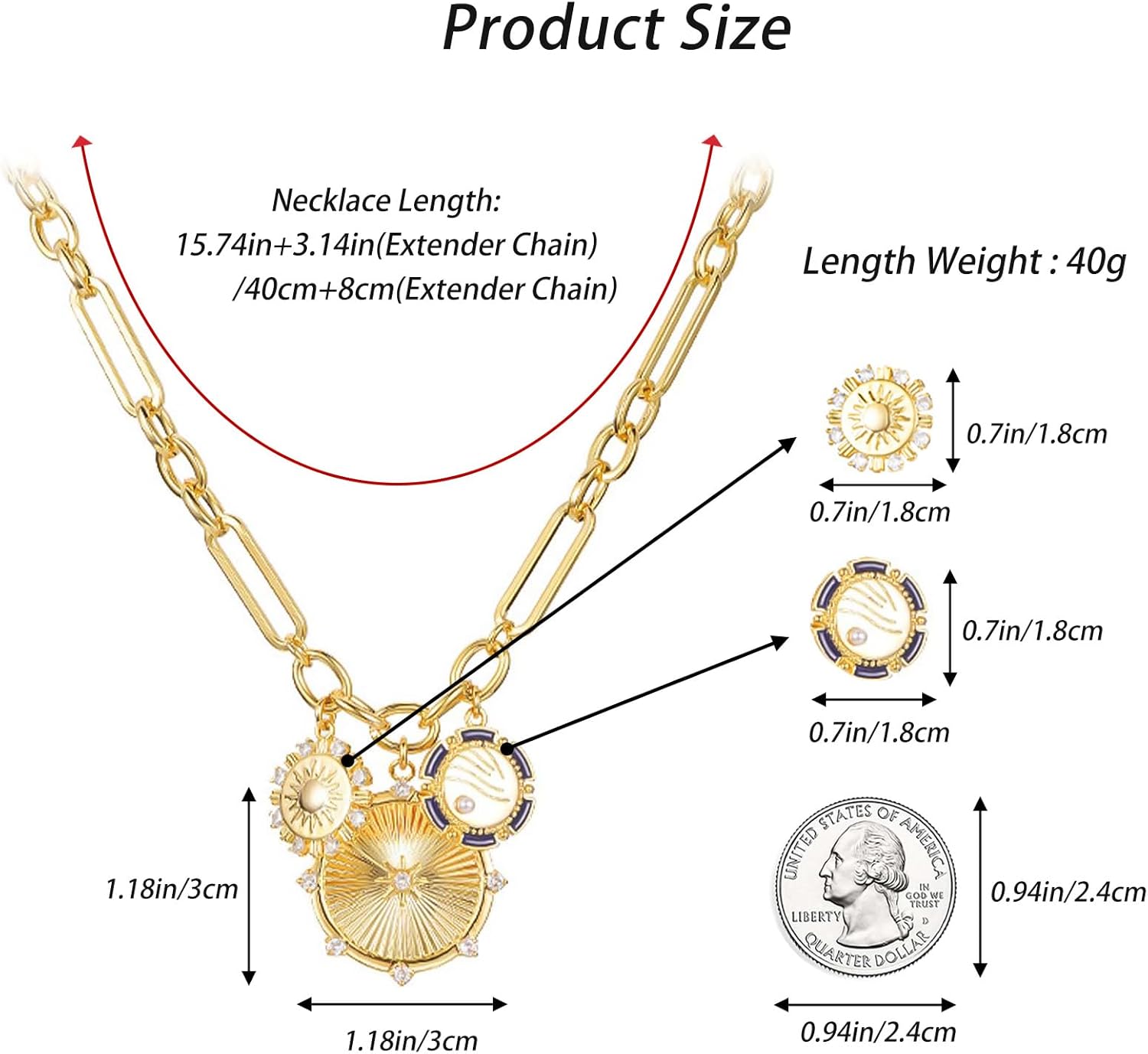 HETICA Chunky Gold-Plated Necklace for Women Heart Pendants Necklace Sun Flower Necklace Fashion Hip Hop Choker Gift - Image 4