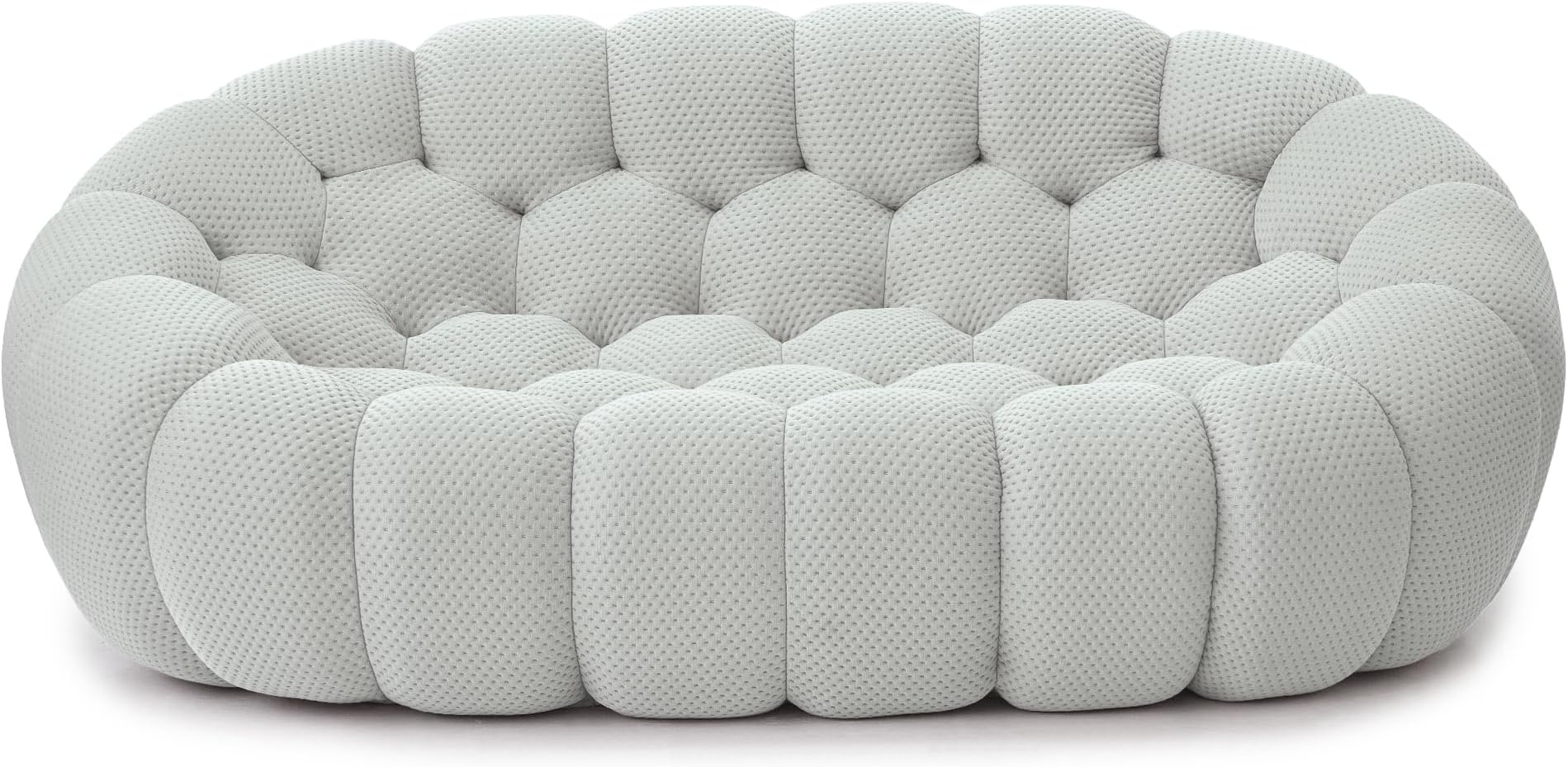 Bubble Couch, Curved Loveseat Sofa, Memory Foam Mesh Fabric Round Lazy Floor Couch, Bubble Sofa with 3D Honeycomb Shape Curved Sofas for Living Room, No-Assembly (Light Grey, 78.74")