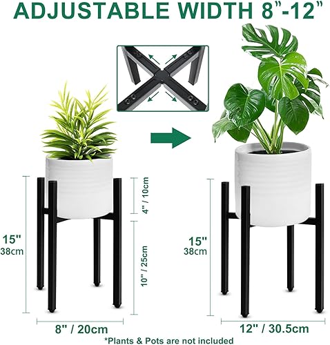 Miniatura 2 de Soporte para macetas, soporte ajustable para macetas, soporte alto moderno de mediados de siglo para interiores, soporte de metal para macetas de