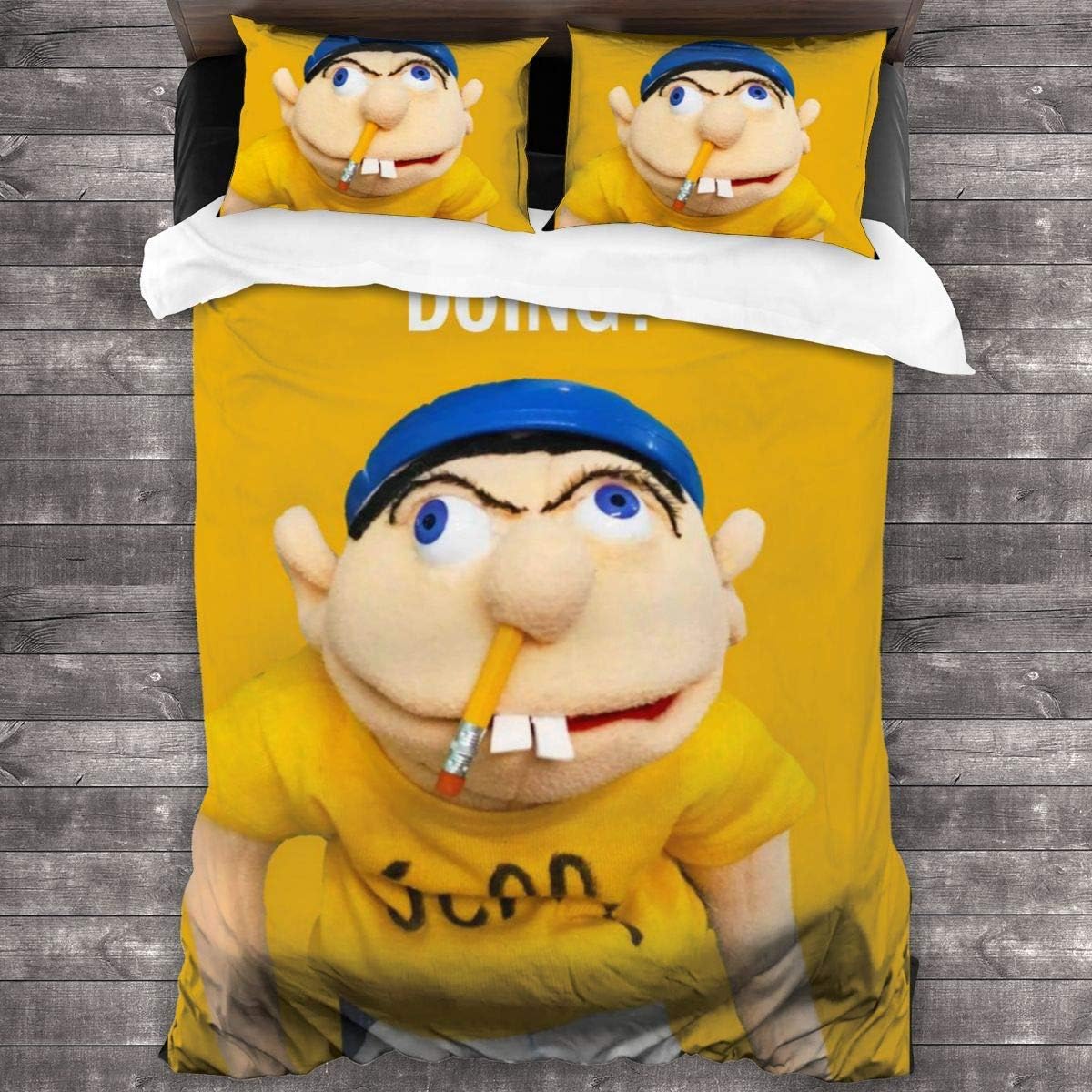 Knncch SmlJeffy BedspreadBedding Set ThreePiece Duvet Cover Printed