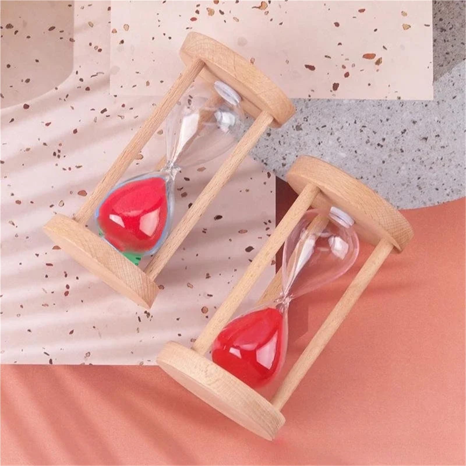 Reloj de Arena Madera Moderno for niños, Reloj Aprendizaje, Manualidades, decoración del hogar, 2 uds de Cocina(15min 8x14.5cm)