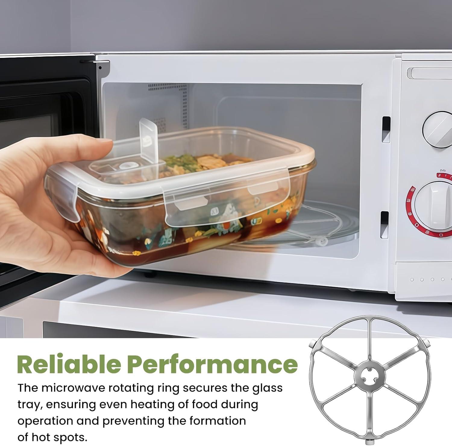 WB02X32600 WB06X10651 Microwave Rotating Ring Compatible with GE JT3800SH8SS ZSB9131N1SS ZSC1001KSS01 Models, Glass Turntable Tray Support Replaces 4929164 AP6871921 EAP12709805