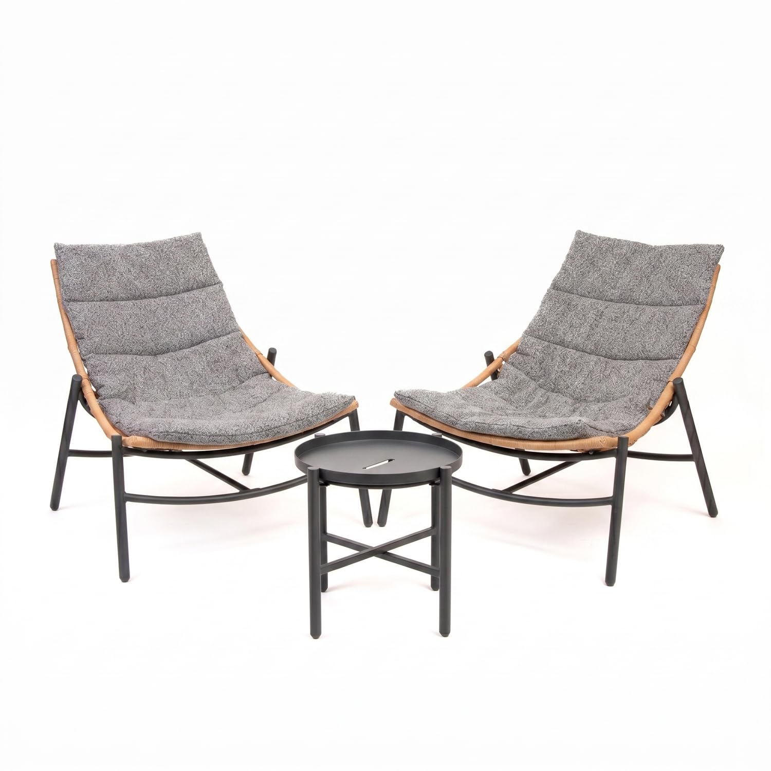 Marvin Set da Giardino 2 Posti in Polyrattan con Cuscini e Tavolino Spa, Salottino da Esterno Moderno per Terrazzo Balcone Veranda Patio, Set Relax Outdoor Resistente alle Intemperie
