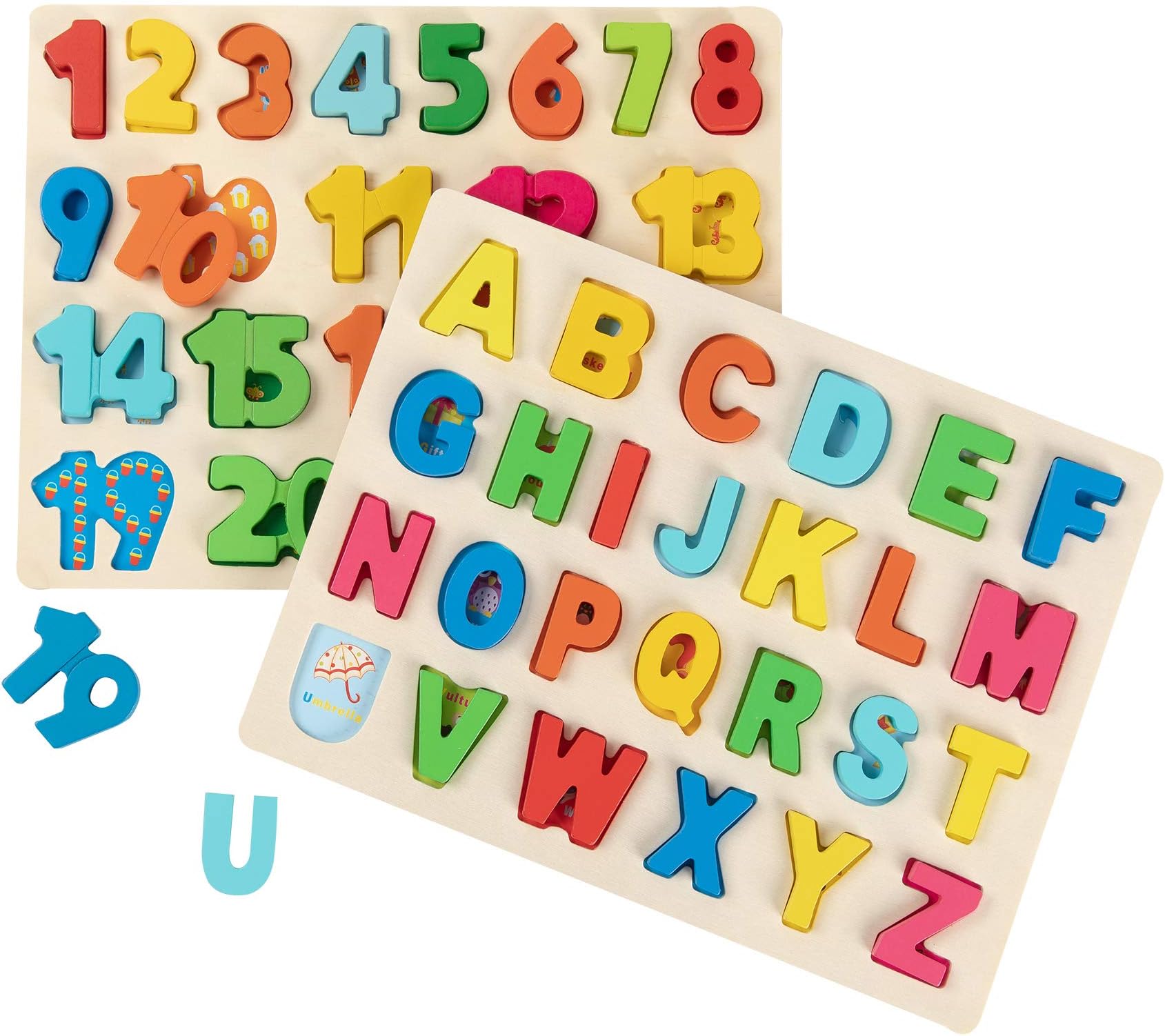 Joqutoys Alphabet Puzzles for Toddlers Wooden ABC/123 Puzzle Board Uppercase Alphabet Jigsaw Puzzle for Kids 2-5 Years Old, Educational Preschool Learning Letter Puzzles for Kid