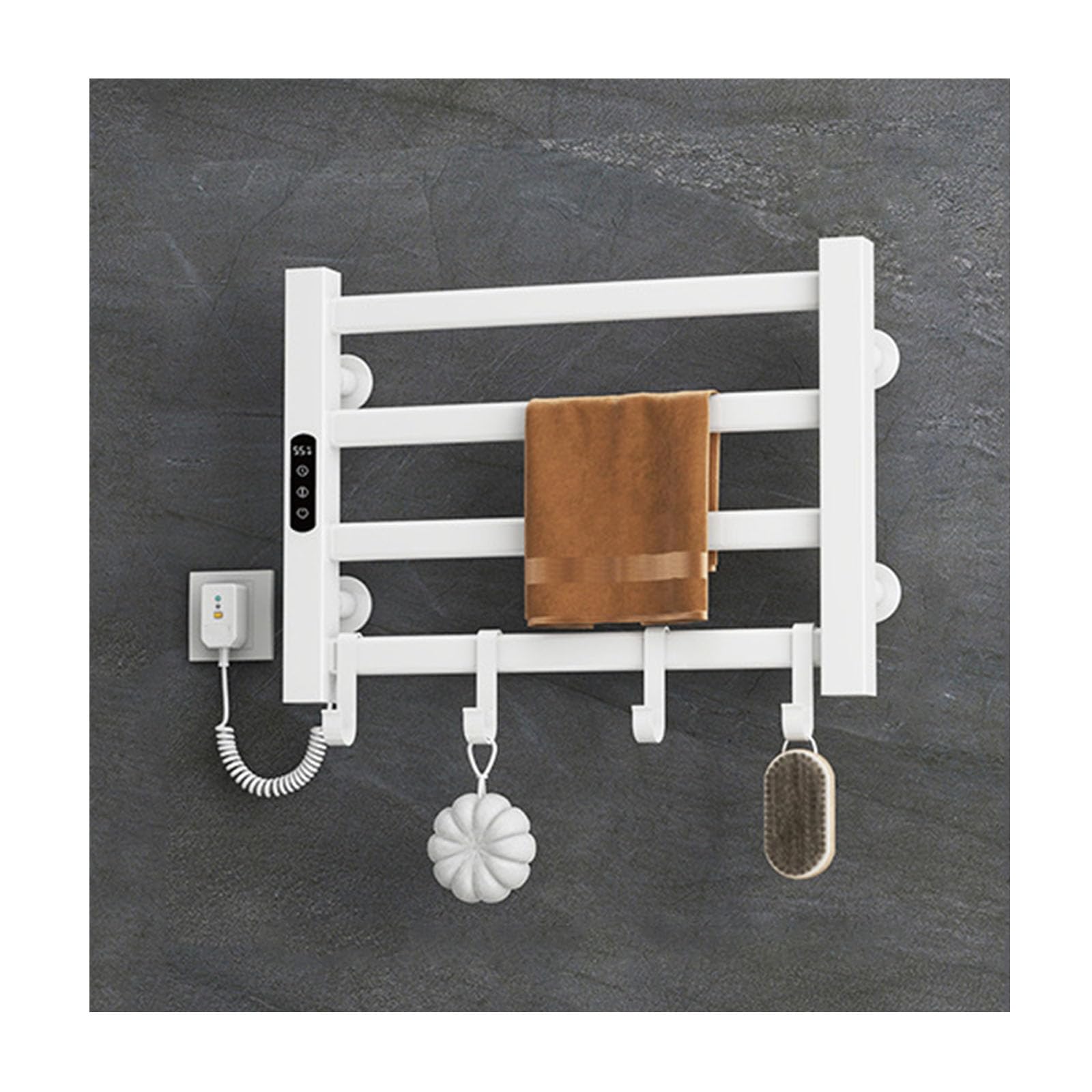 Sèche-serviettes chauffant mural blanc 4 barres avec minuterie