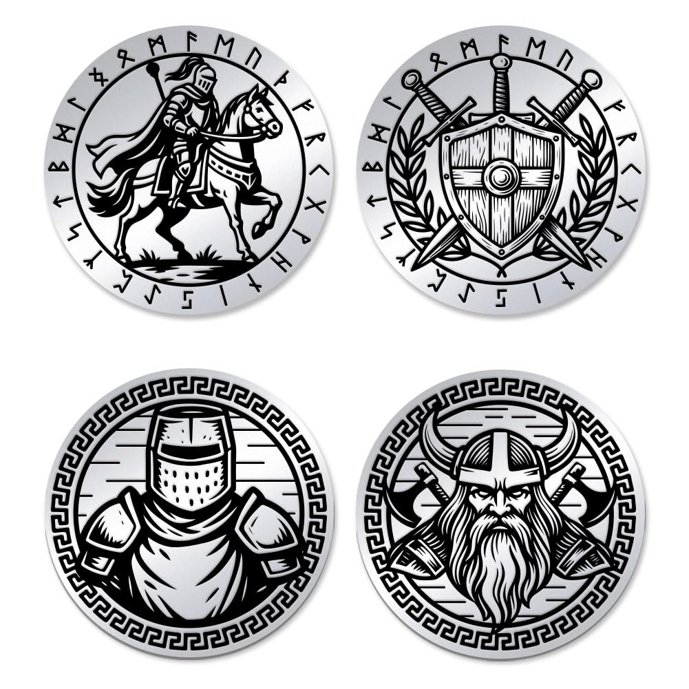 UNICRAFTALE 2Pcs 2 Styles Viking Challenge Coin Stainless Steel Odin Norse Mythology Coin Viking Jewelry Gift Set for Collectors Nordic Decor and Warrior Talisman Accessories