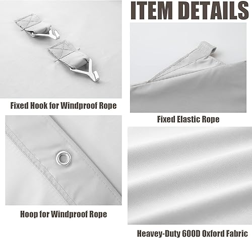 Miniatura 7 de Cubierta de toldo de repuesto para cochera de 10 x 20 pies para tienda de campaña, cubierta de refugio de garaje con cuerdas elásticas de bola,