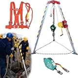 WEBUEP Industrial Rescue Tripod - 1200LBS Capacity Aluminum Hoist Tripod with Anti-Fall Self-Locking System, for Narrow Space Lifting & Emergency Retrieval, Manned Safety Equipment