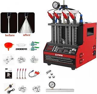 Fuel Injector Cleaner,CT160 Heated Injector Cleaner Tester,4-Cylinders Fuel Injector Cleaner Tester,Fuel Injector Cleaner Kit for Gasoline Direct Injection Piezo Fuel Nozzle with 11 Functions 110V