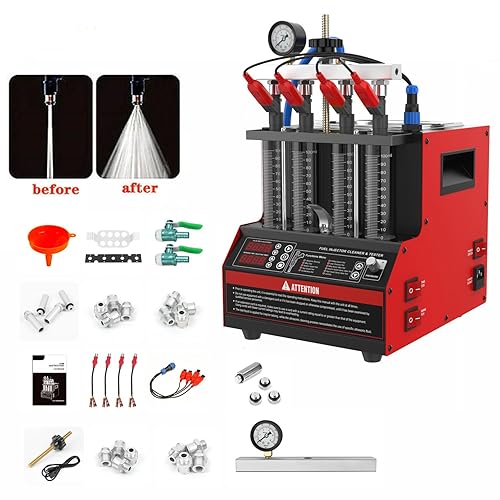 Fuel Injector Cleaner,CT160 Heated Injector Cleaner Tester,4-Cylinders Fuel Injector Cleaner Tester,Fuel Injector Cleaner Kit for Gasoline Direct Injection Piezo Fuel Nozzle with 11 Functions 110V