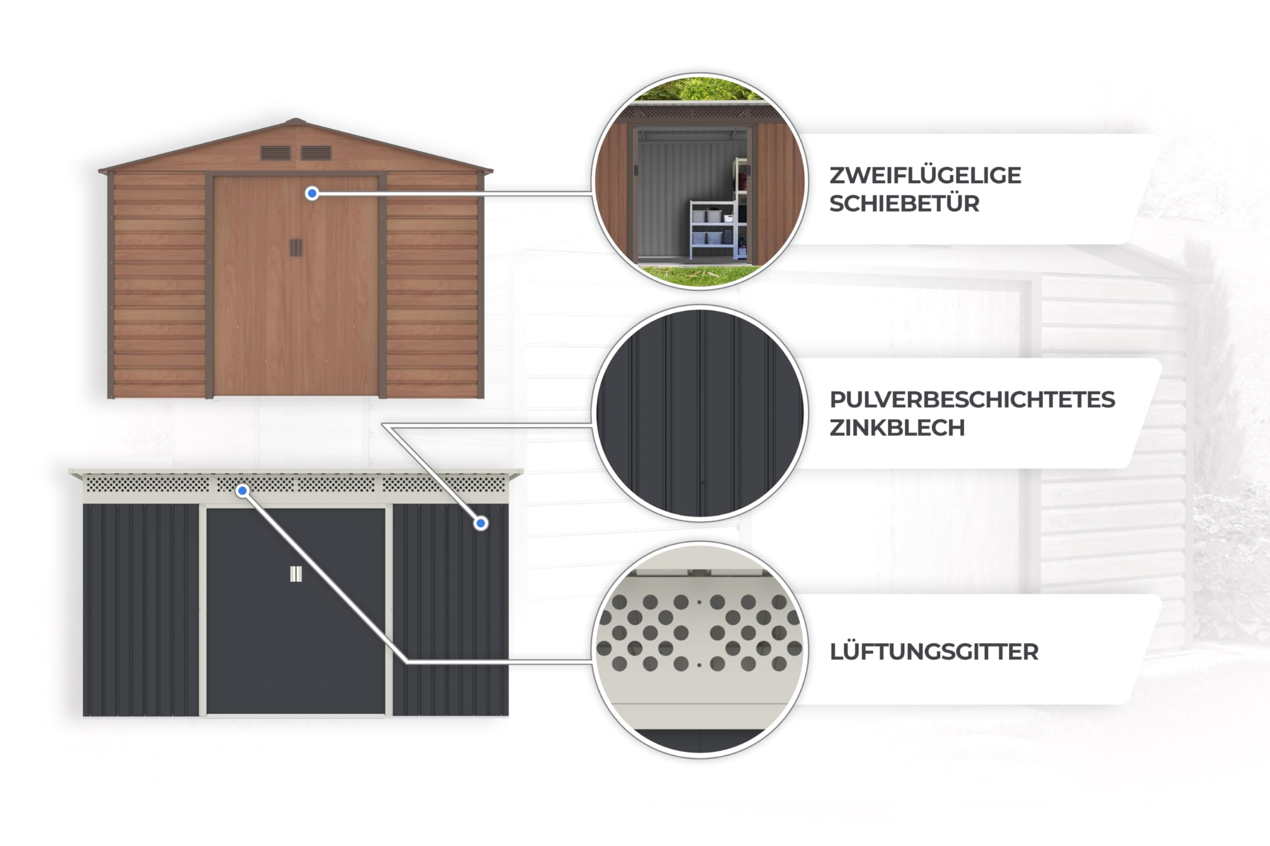 Domek ogrodowy G21 GAH 1085-340 x 319 cm, szopa na maszt – łatwy montaż, 10,9 m² (antracytowa)
