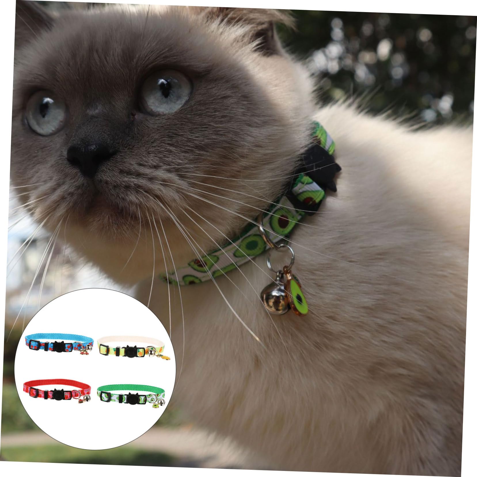 Kisangel 12stücke Verstellbares Katzenhalsband Mit Glocke Farbenfrohes Design Mit Avocado Ananas Wassermelone Und Kirsche Sicher Und Bequem Für Haustiere Für Täglichen Gebrauch