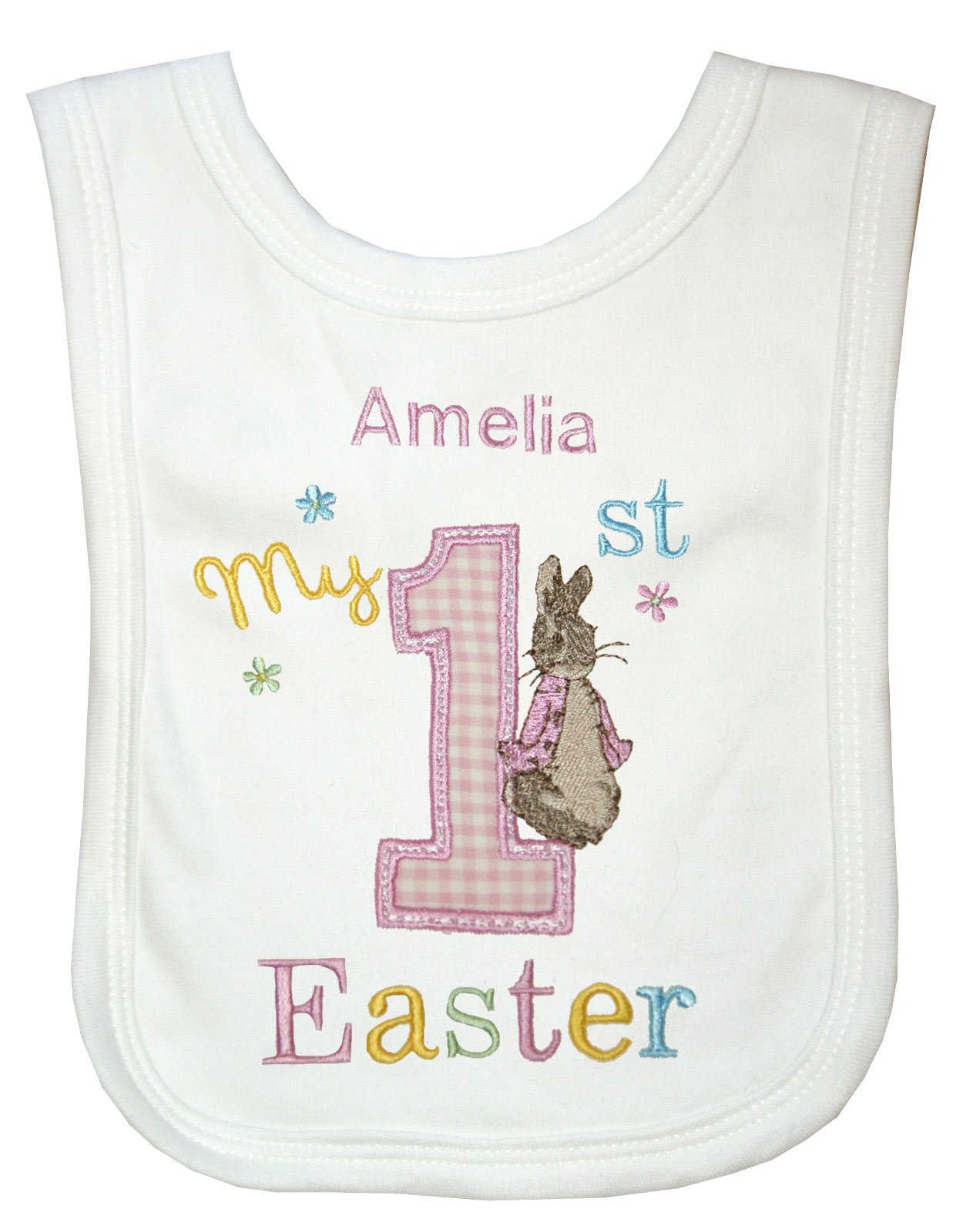 Sew Sew Special Girls White ’S Personalised 1St Peter The Rabbit Easter Bib. (White)