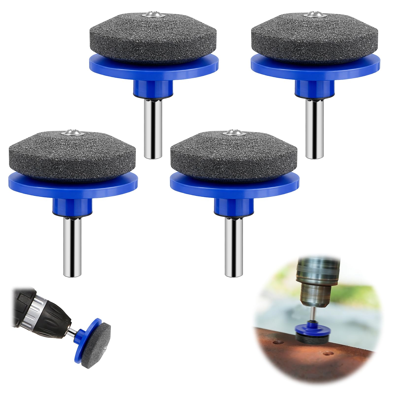 Universal Rasenmäher Messerschärfer für stumpfe Klingen, 4 Stück, für elektrische Handbohrmaschine, Blau
