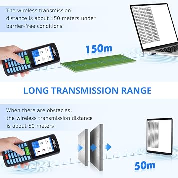 1D 2D Barcode Scanner Wireless, JRHC Portable Inventory Scanner & PDA Data Collector PDT Inventory Device with Long Transmission Distance Wireless Bar Code Reader with 2.8 LCD Screen