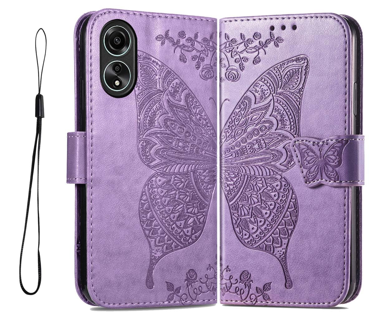 GOGME Custodia Portafoglio per OPPO A40 4G, Cover in Pelle con Gatto Carino, Chiusura Magnetica, TPU Bumper Antiscivolo & Supporto - Blu