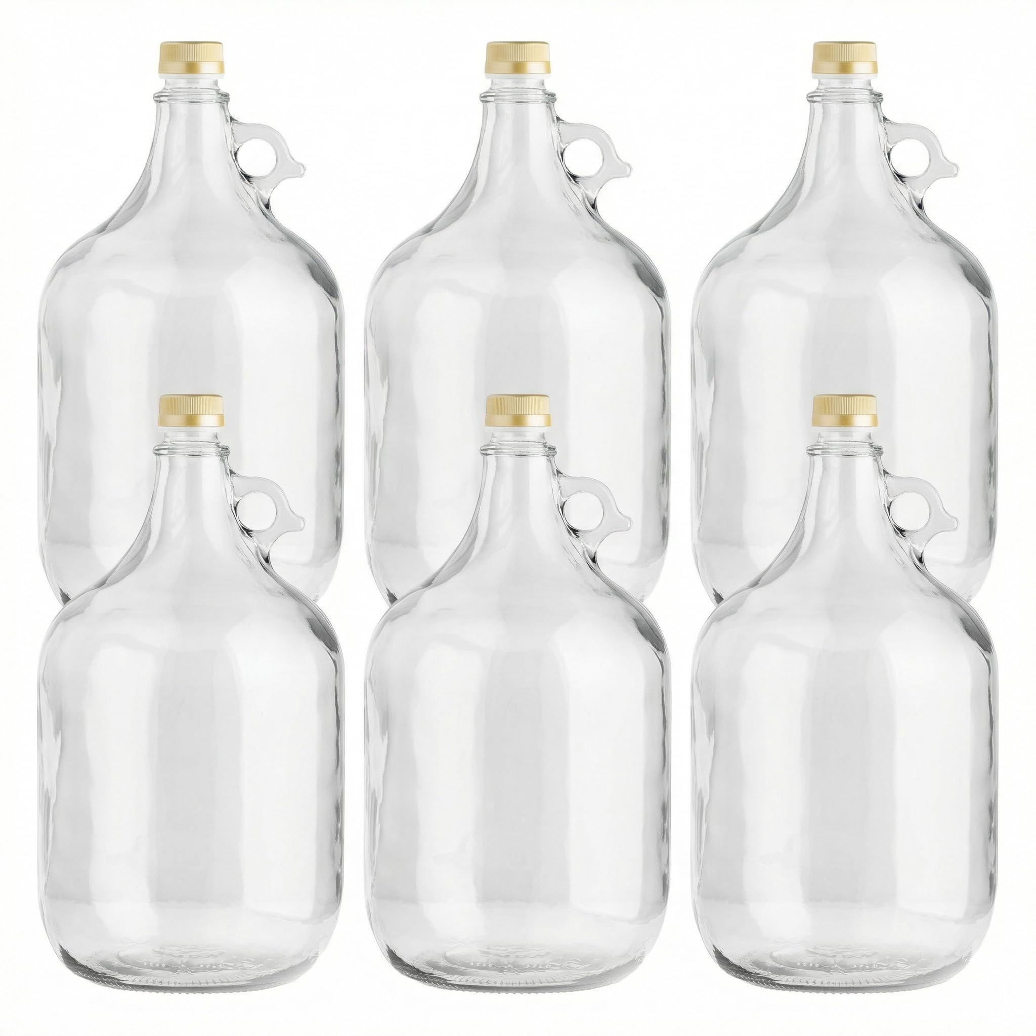 lilawelt24 6 x 5L Glasballon (Gallone) mit Rundgriff & Schraubverschluss - Glasflasche mit Henkel für Wein, Gärung & Saft