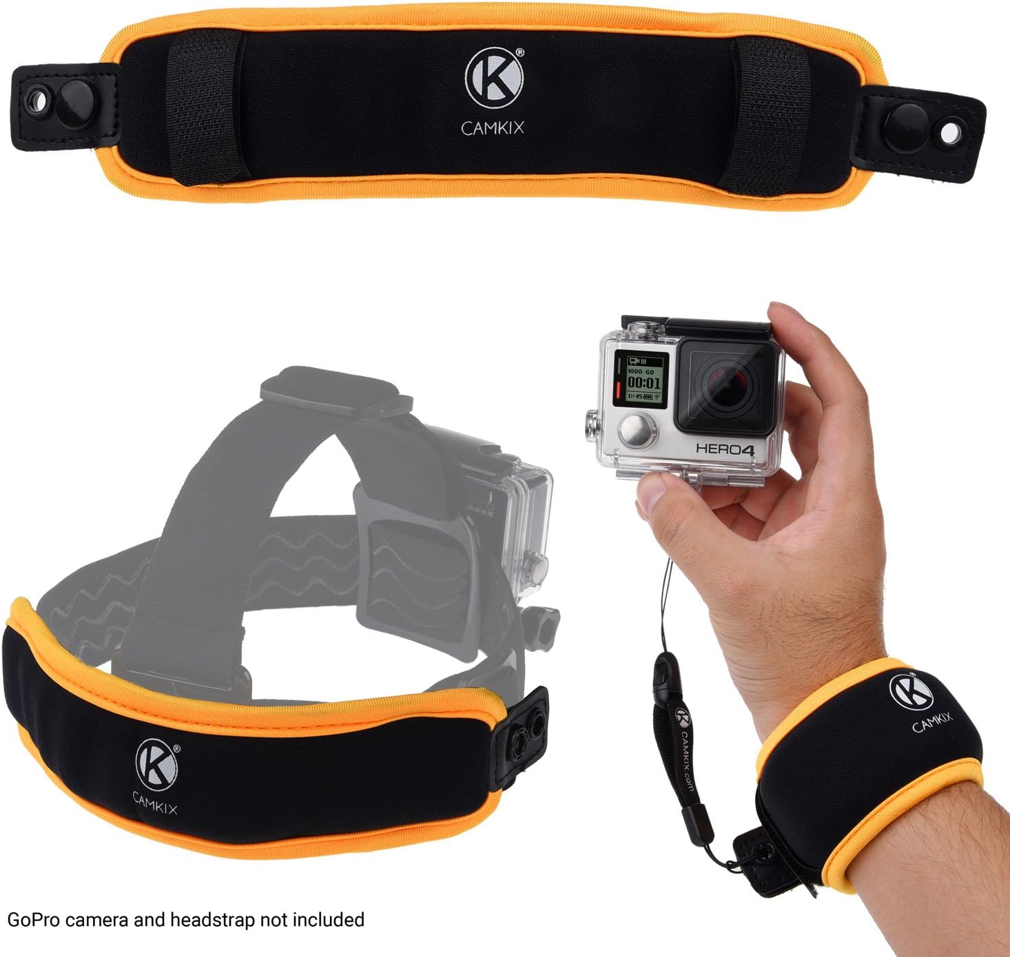 CAMKIX 2in1 Floating Wrist Strap & Headstrap Floater compatible with GoPro Hero 8, 7, 6, 5, Black, Session, Hero 4, Session, Black, Silver, Session, Hero+ LCD, 3+, 3, DJI Osmo Action