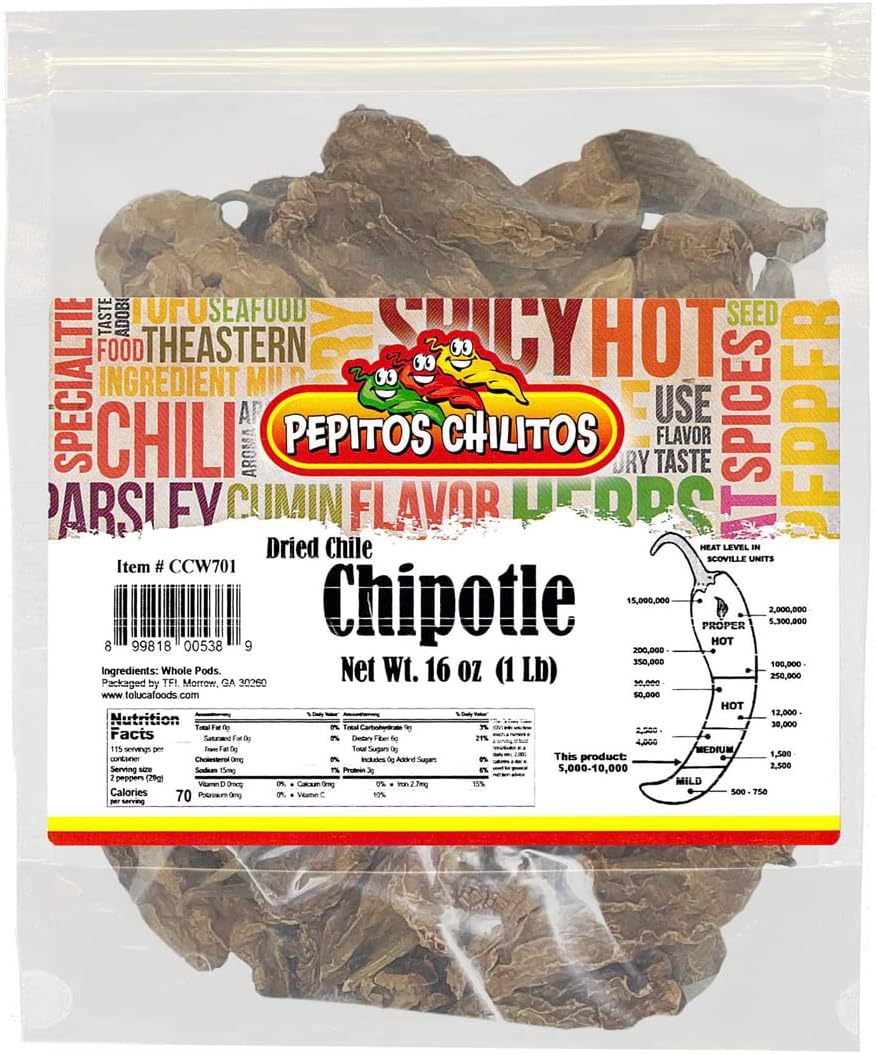 PEPITOS CHILITOS/Chile Chipotle 16oz bag.