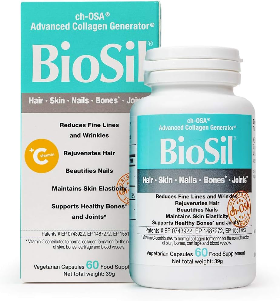 Advanced Collagen Generator with Vitamin C, BIOSIL Supplement for Women - Supports Healthy Hair, Skin, Nail, Bones & Joint Care โ 60 Vegan, Non GMO Capsules - Clinically Proven Powerful Pills