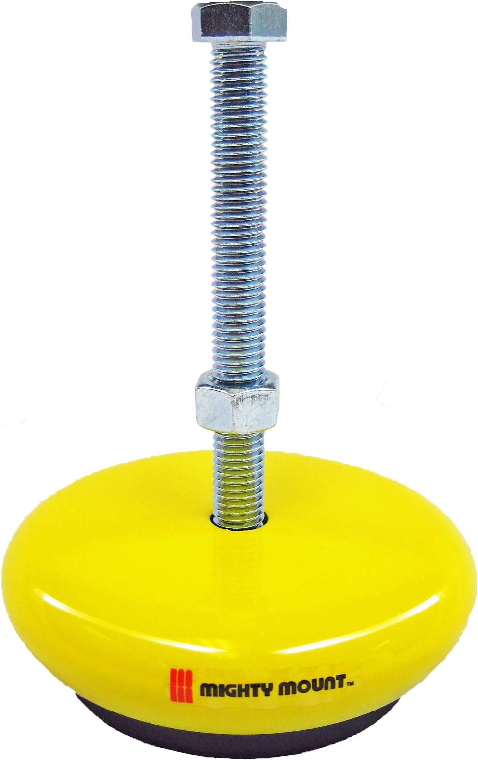 J.W. Winco"Mighty Mount" 6T3FA1 Series MM100 Steel Heavy Duty Threaded Stud Type Vibration Mount, Yellow Powder-Coated Finish, Inch Size, 3/8-16 Thread Size, 100/300lbs Load Capacity Range