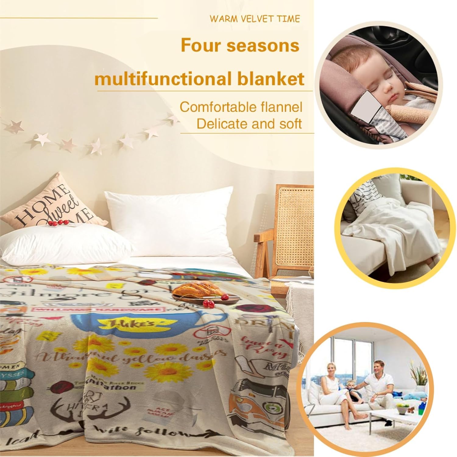 Throw Blanket Flannel Blanket Ultra-Soft Fleece Throw Blanket Suitable for All Seasons Couch Bed Living Room 80x60 Inch