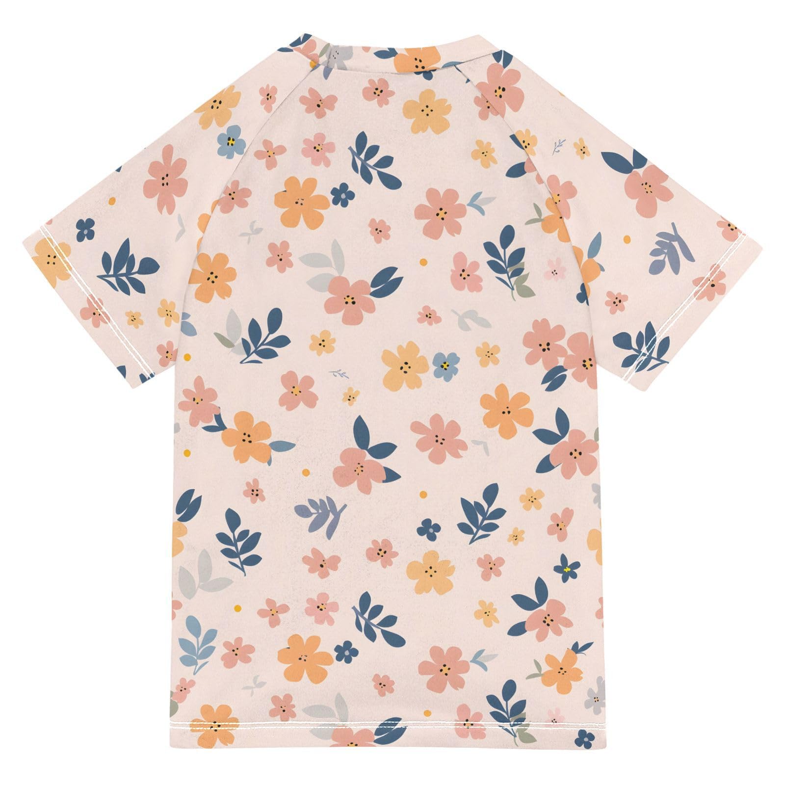 ALAZA Boys Swim Shirts Toddler Rash Guard Short Sleeve Rashguard Pink Small Flowers UPF 50+ 11-12T