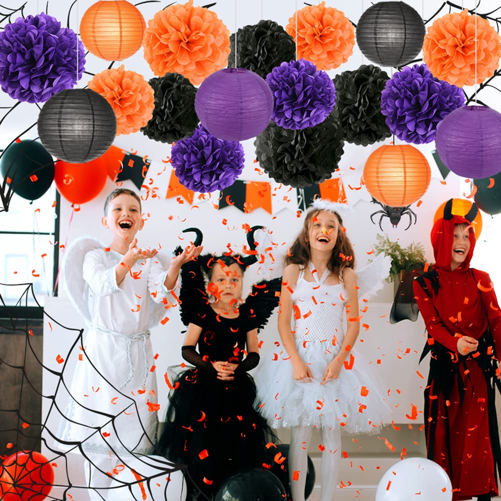 MEISH 6 Rollen Halloween Krepppapier - Schwarz, Orange, Lila Für Partydekoration Und Luftschlangen
