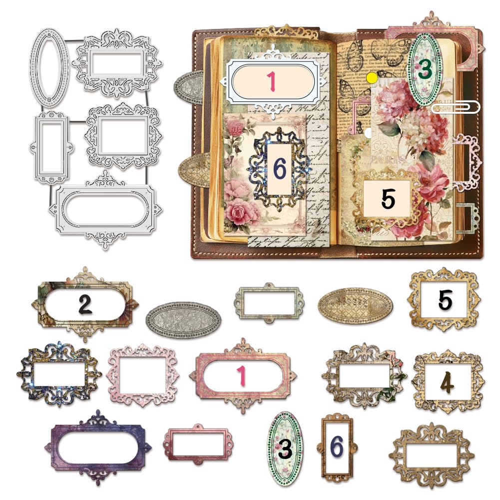 BENECREAT 5Pcs/Set Carbon Steel Die Cuts, Number Tags Label Frame Cutting Cutting Dies Stencils for DIY Scrapbooking, Photo Album, Decorative Embossing, Number Tag Making, 0.8mm Thick